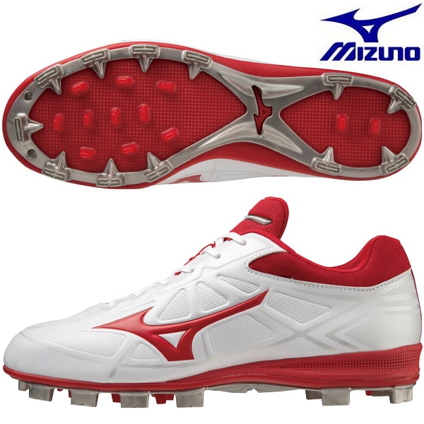 ミズノ MIZUNO 野球 ポイントスパイク 11GP2321-62 ライトレボバディー∞ ホワイト×レッド 3E