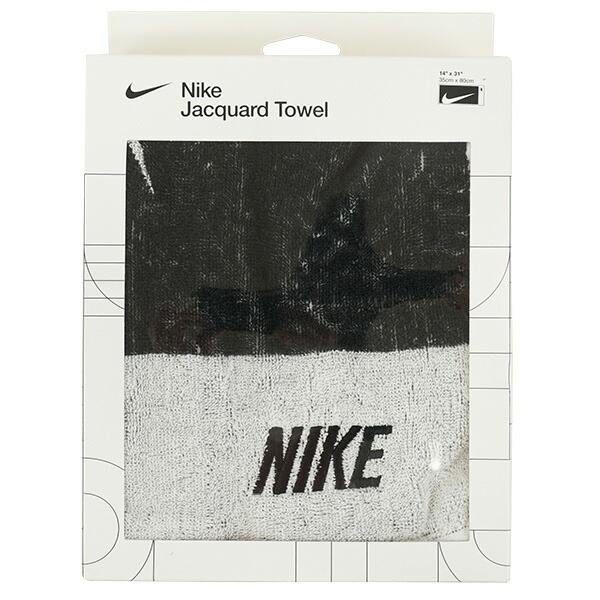 ナイキ NIKE ジャガードタオル ミディアム TW2522-189 スポーツタオル コットン 35×80cm ホワイト ブラック