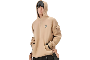 【TaoTech】Special Half-Zip Hoodie ドロストフーディ―【ベージュ】