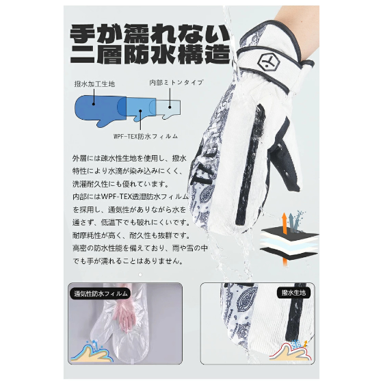 【TaoTech】Vertical Zipper Glv ジップミトン ファスナー グローブ【ホワイト】