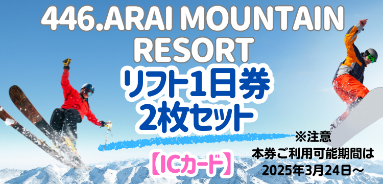 446 アライマウンテンリゾート エコノミークラス 1日券 2枚セット【春割】【3/23~】【ICカード】
