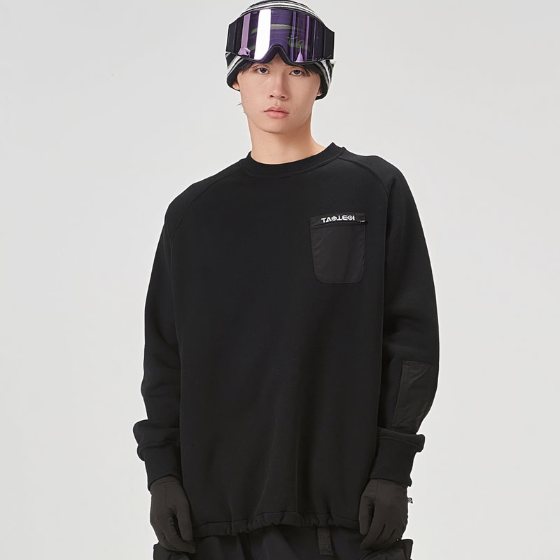 【TaoTech】Special Round Neck Sweatshirt ドロストトレーナー【ブラック】