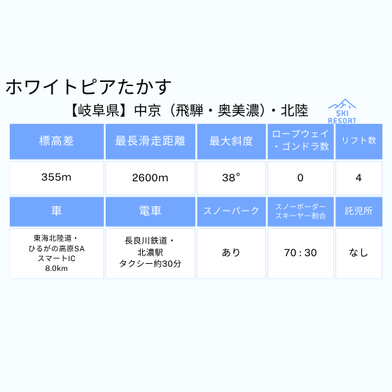 389 高鷲スノーパーク、ダイナランド、ひるがの高原スキー場、ホワイトピアたかす、鷲ヶ岳スキー場 10時間券【共通】【ICカード】