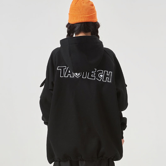 【TaoTech】Special Half-Zip Hoodie ドロストフーディ―【ブラック】