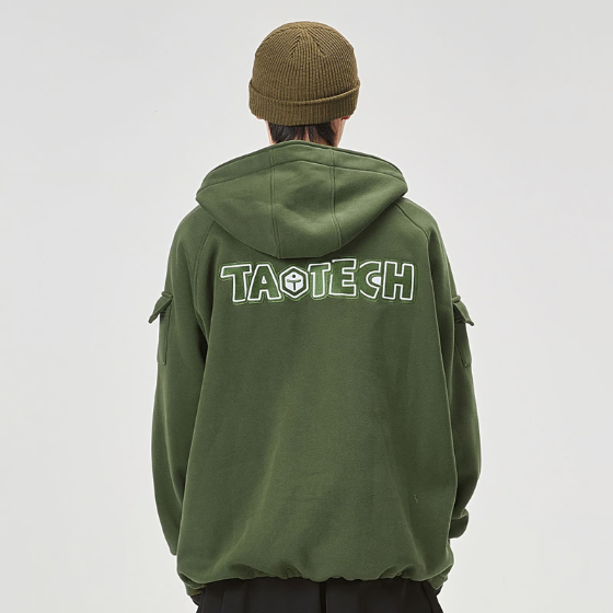 【TaoTech】Special Half-Zip Hoodie ドロストフーディ―【ダークグリーン】