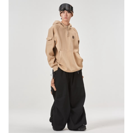 【TaoTech】Special Half-Zip Hoodie ドロストフーディ―【ベージュ】