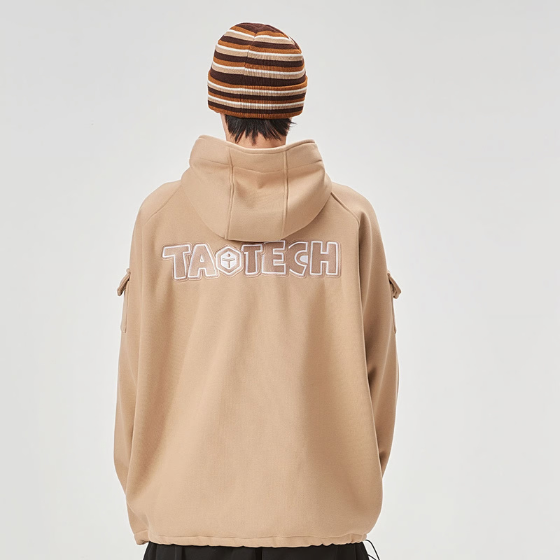 【TaoTech】Special Half-Zip Hoodie ドロストフーディ―【ベージュ】