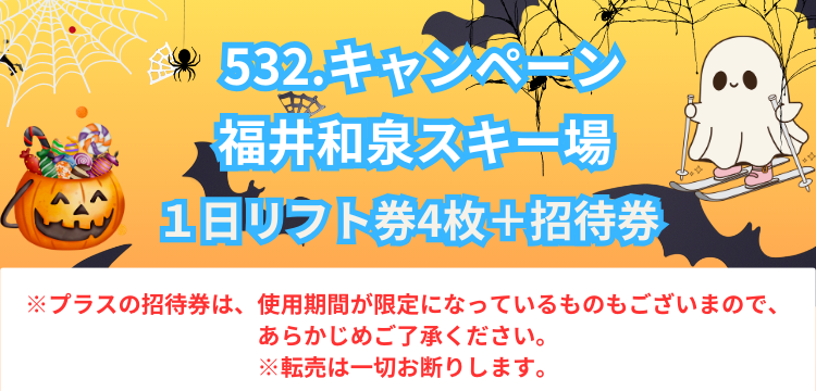 キャンペーン】532 福井和泉スキー場 1日券4枚【13歳以上】＋ 