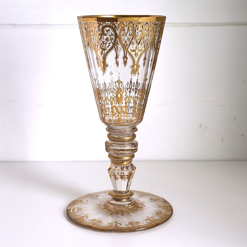 ボヘミアングラス　金彩大ゴブレット