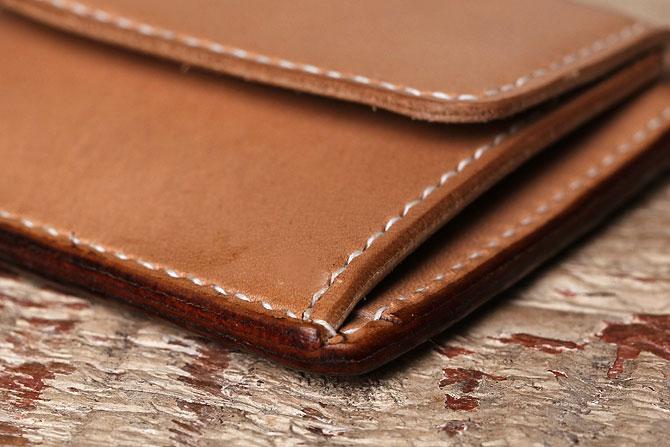 ヌメ革 ミニ財布 メンズ 手縫い 栃木レザー カードとお札が入る小銭