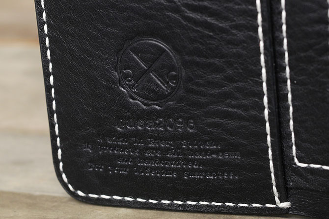 NEW YORK ブラックレザー ミドル財布 手縫い ミドルウォレット
