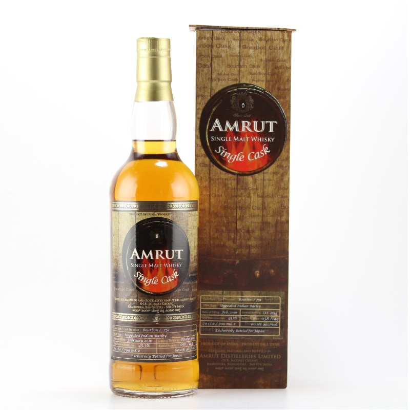 AMRUT SINGLE CASK WHISKY BOURBON  CASK UNPEATED INDIAN BARLEY CASK No.751 60%