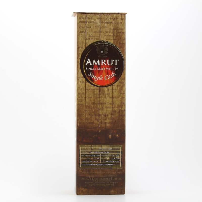 AMRUT SINGLE CASK WHISKY BOURBON CASK PEATED SCOTTISH BARLEY CASK No.2388