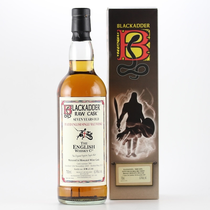 BLACKADDER RAW CASK PEATED ENGLISH SINGLE MALT WHISKY MOSCATEL WINE CASK 2007 7yo Cask No.789 63.4%