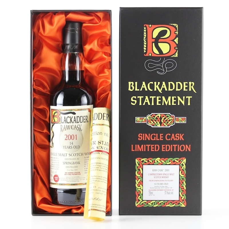 BLACKADDER STATEMENT NO.13 RAW CASK SPRINGBANK 2001 14yo Cask ref:130 57.1%