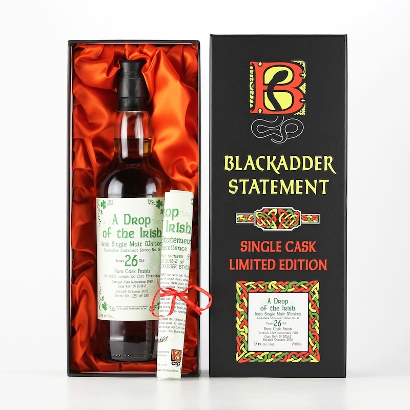 BLACKADDER STATEMENT NO.19 A DROP OF THE IRISH 1989 26yo RUM CASK FINISH Cask ref:DI2016-2 57.4%