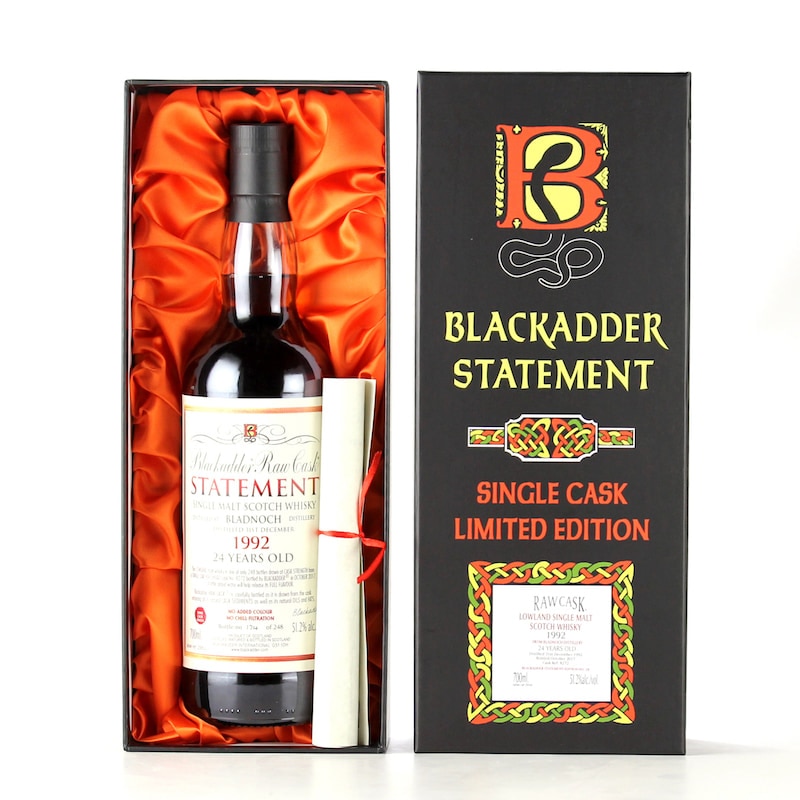 BLACKADDER STATEMENT NO.28 RAW CASK BLADNOCH 1992 24YO WINE CASK FINISH Cask No.8272 51.2%