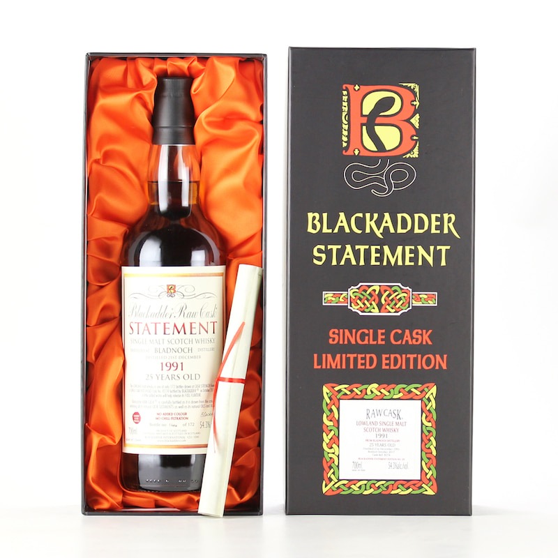 BLACKADDER STATEMENT NO.29 RAW CASK BLADNOCH 1991 25YO SHERRY CASK FINISH Cask ref:8274 54.3%