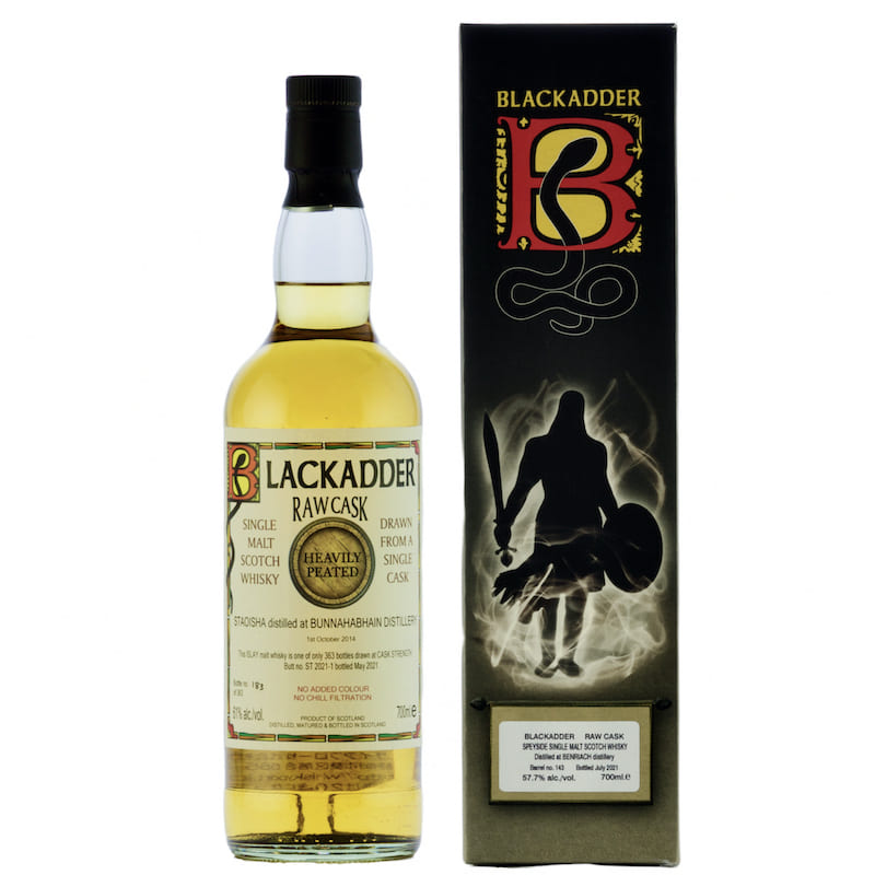 【箱キズ】BLACKADDER RAW CASK STAOISHA distilled at BUNNAHABHAIN DISTILLERY 2014 HEAVILY PEATED Cask Ref: ST 2021-1 61%