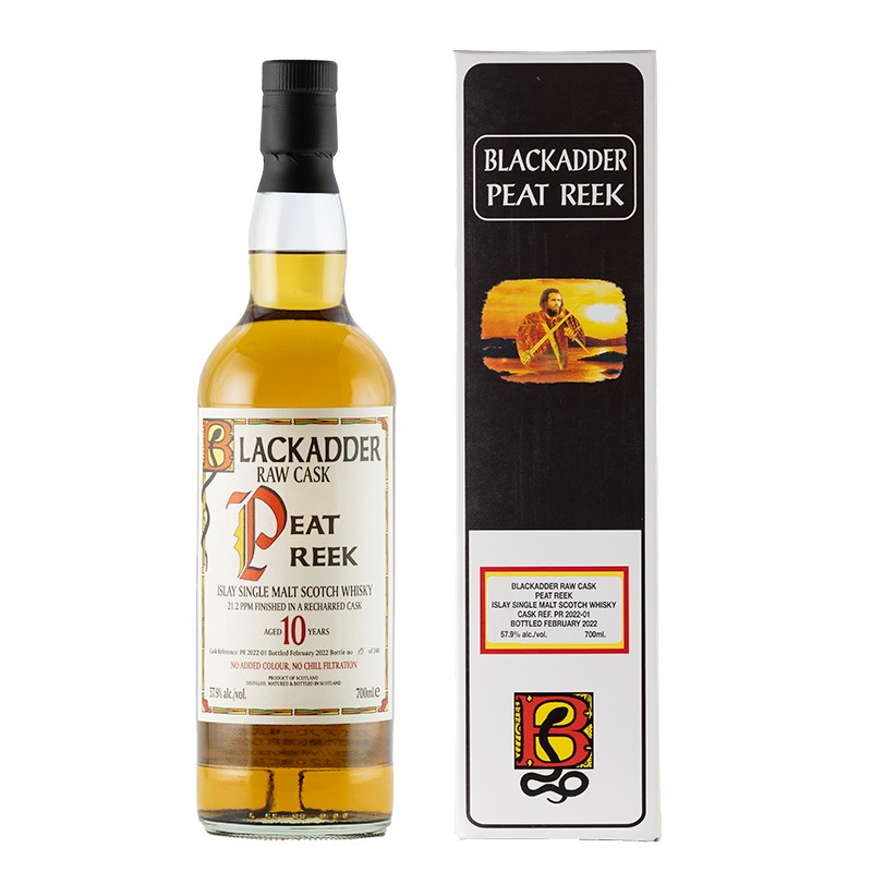 【箱キズ】BLACKADDER RAW CASK PEAT REEK ISLAY SINGLE MALT SCOTCH WHISKY FINISHED IN A RE-CHARRED CASK 10yo 21.2PPM Cask ref.PR2022-1 57.9%