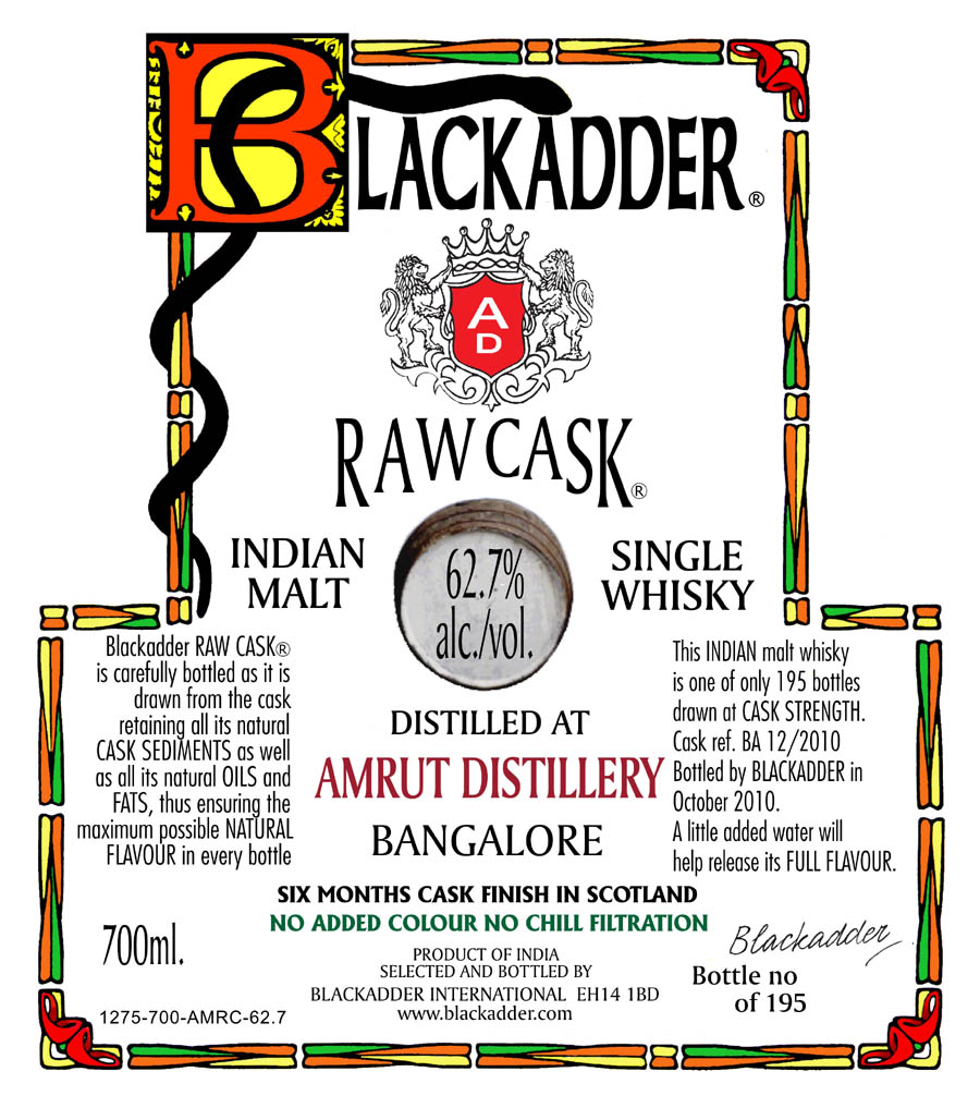 BLACKADDER RAW CASK AMRUT PEATED N/A Cask ref:BA12/2010 62.7%