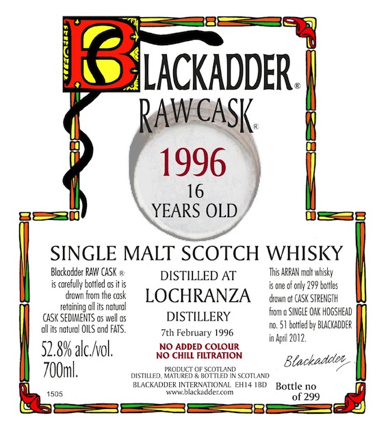 BLACKADDER RAW CASK LOCHRANZA 1996 16yo Cask No.309 52.8%