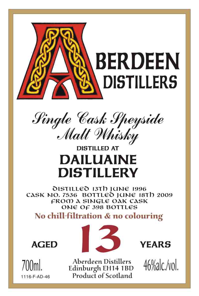ABERDEEN DISTILLERS DAILUAINE 1996 13yo 46%
