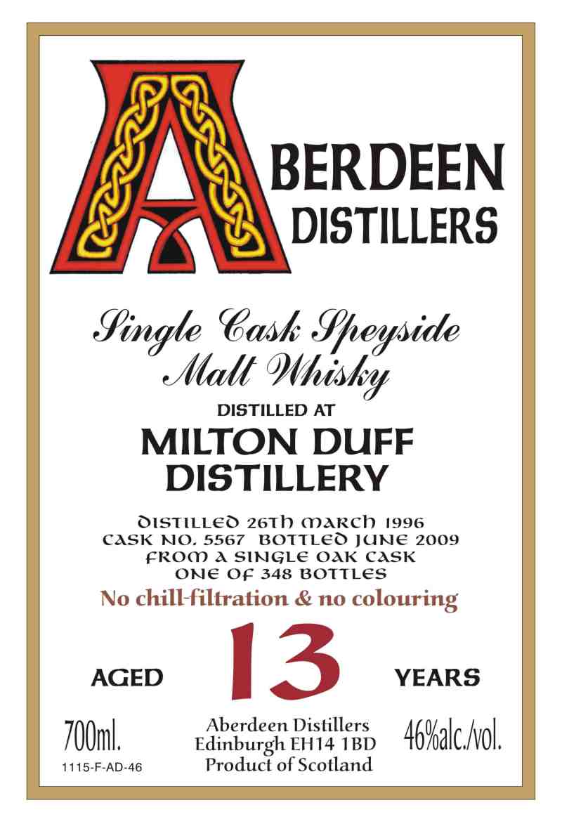 ABERDEEN DISTILLERS MILTON DUFF 1996 13yo 46%