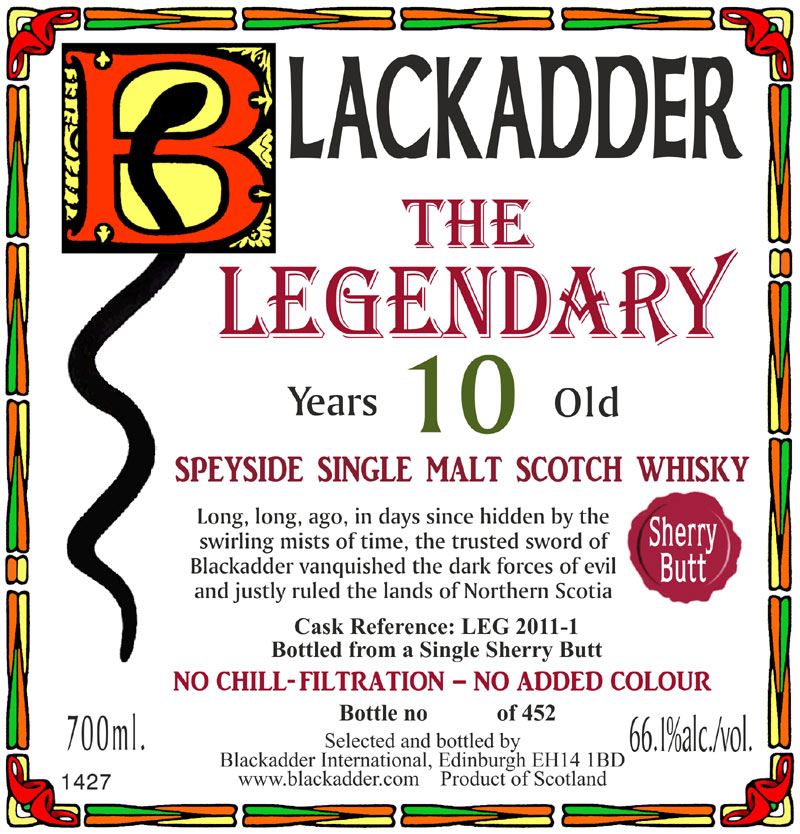 BLACKADDER LEGENDARY SHERRY CASK 10yo Cask ref: LEG 20011-1 66.1%