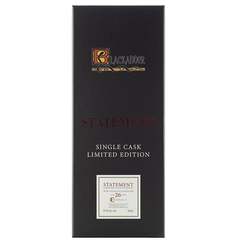 BLACKADDER STATEMENT NO.58 RAW CASK CAPERDONICH 1996 26YO Cask No:82237 55.2%