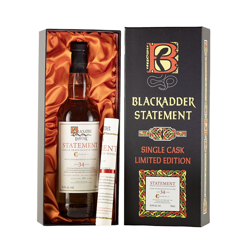 BLACKADDER STATEMENT NO.57 RAW CASK INVERGORDON 1988 34YO Cask No: 8168 52.6%
