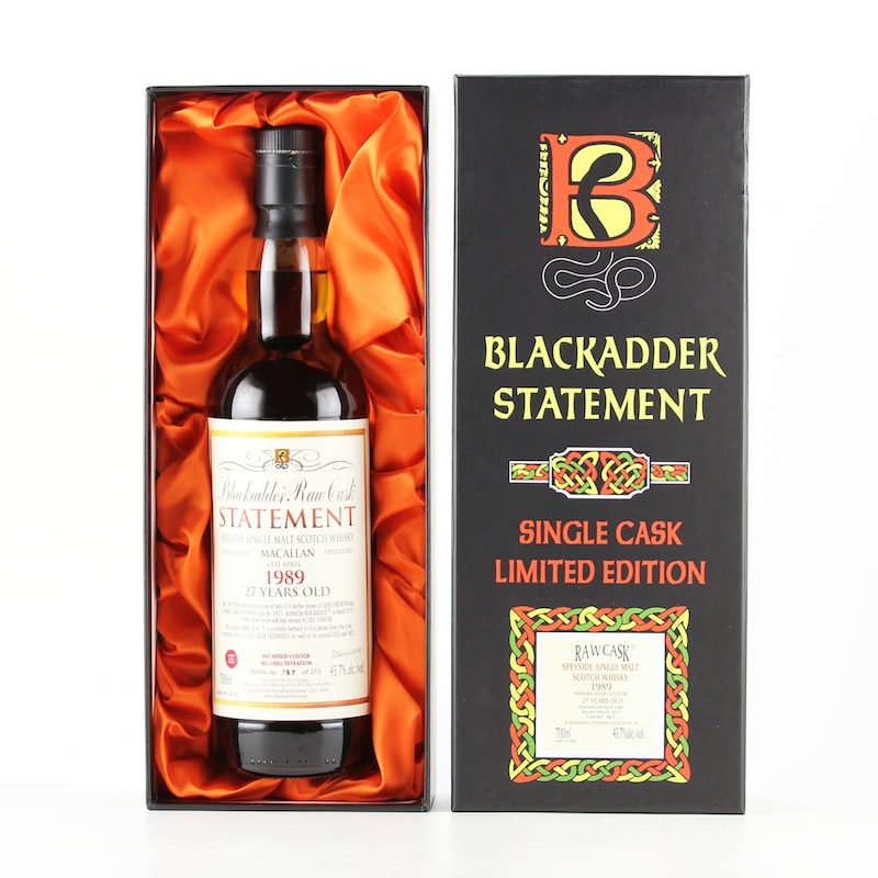 【ラベル汚れあり】BLACKADDER STATEMENT NO.26 RAW CASK MACALLAN SHERRY CASK FINISH 1989 27yo Cask ref:5425 45.7%