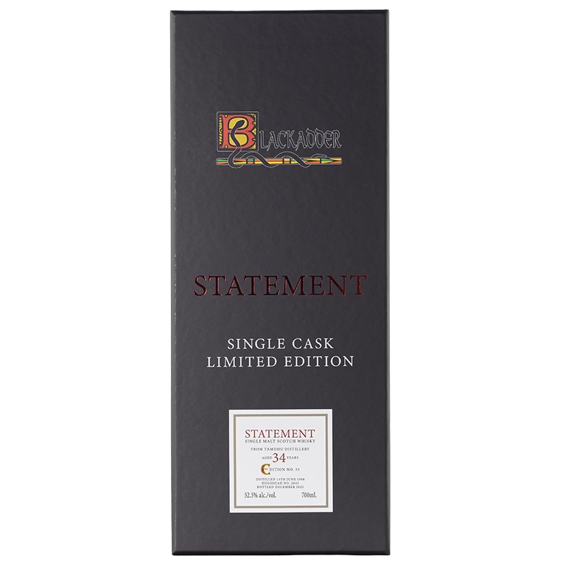 BLACKADDER STATEMENT NO.55 RAW CASK TAMDHU 1988 34YO HOGSHEAD No:2845 52.5%