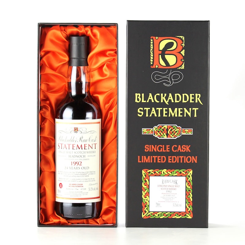 BLACKADDER STATEMENT NO.28 RAW CASK BLADNOCH 1992 24YO WINE CASK FINISH Cask No.8272 51.2%