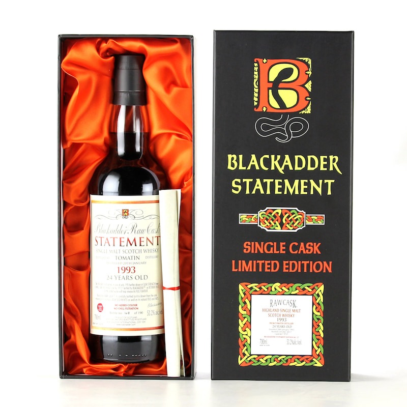 BLACKADDER STATEMENT NO.30 RAW CASK TOMATIN 1993 24YO SHERRY CASK FINISH Cask ref:9727 53.2%