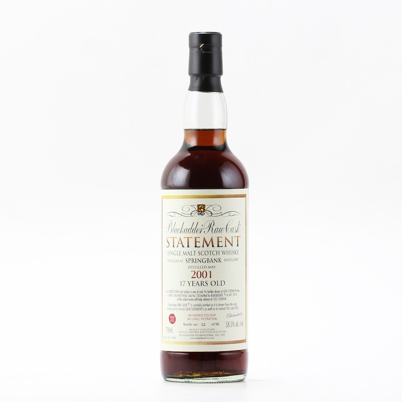 BLACKADDER STATEMENT No.31 RAW CASK SPRINGBANK SHERRY CASK FINISH 2001 17YO Cask No.130 58.5%