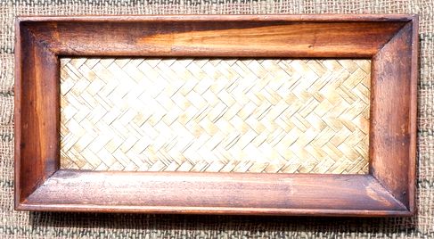 竹編みデザインの木製トレイ～長方形～