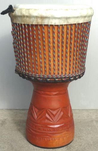 マホガニー製ジャンベ（ジェンベ）☆上級モデル☆Lサイズ《H》