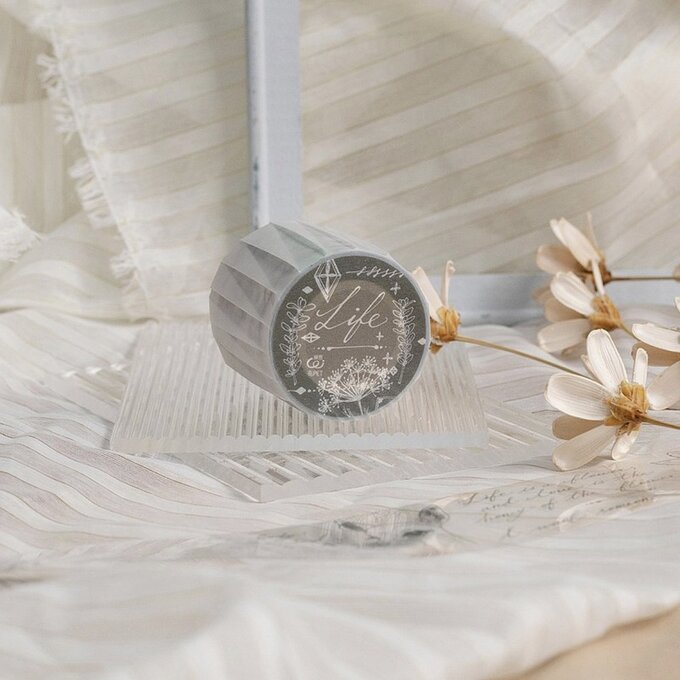 [樂意Loidesign]美好生活 英字&植物柄 クリアPETテープ(剥離紙付き) 台湾マスキングテープ 海外マスキングテープ