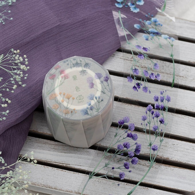 樂意Loidesign]滿天星 カスミソウ花柄 クリアPETテープ(剥離紙付き