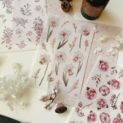 樂意Loidesign]復古花 レトロフラワー柄 転写シール(剥離紙付き) 3種類