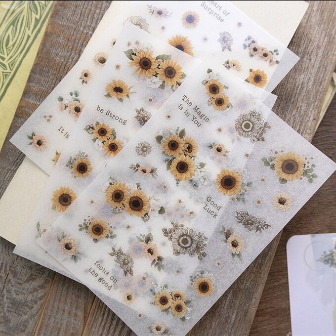 樂意Loidesign]向日葵Sunflower ひまわり柄 転写シール(剥離紙付き) 3