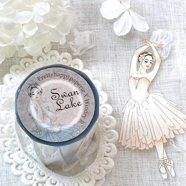 [Windry R]Windry R. x prettyhappypaperie Swan Lake クリアPETテープ(剥離紙付き) 台湾マスキングテープ 海外マスキングテープ