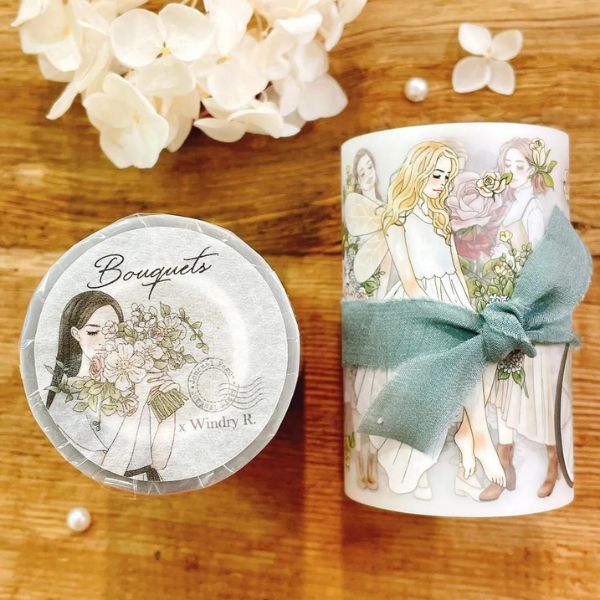 [Windry R]Windry R.  x Journal pages ~ Bouquets マットPETテープ(剥離紙付き) 台湾マスキングテープ 海外マスキングテープ  海外 マスキングテープ