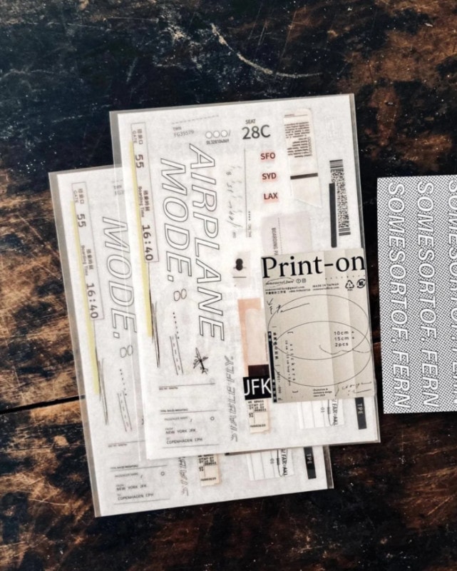 [羊君Somesortoffern] 登機證(Boarding pass) チケット柄 転写シール(2枚入)