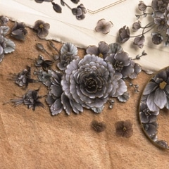 ★再入荷★[樂意Loidesign] 黯光 - 海棠花(Dim light begonia) 花柄 クリアPETテープ(箔押し、剥離紙付き)