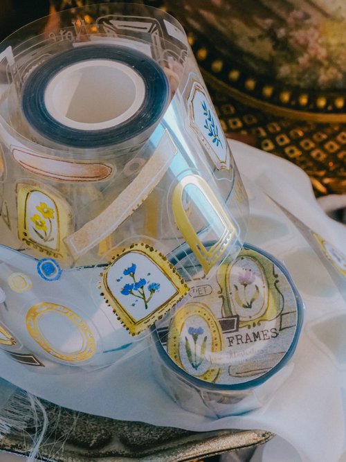 ★数量限定SALE★[Meow Illustration] 框與花 FRAMES ダイカット箔押PETテープ(剥離紙付き)