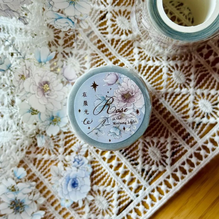 [樂意Loidesign x SOMe Market] 在晨光的玫瑰(Rose in the Morning Light) 箔押しダイカットクリアPETテープ(剥離紙付き)