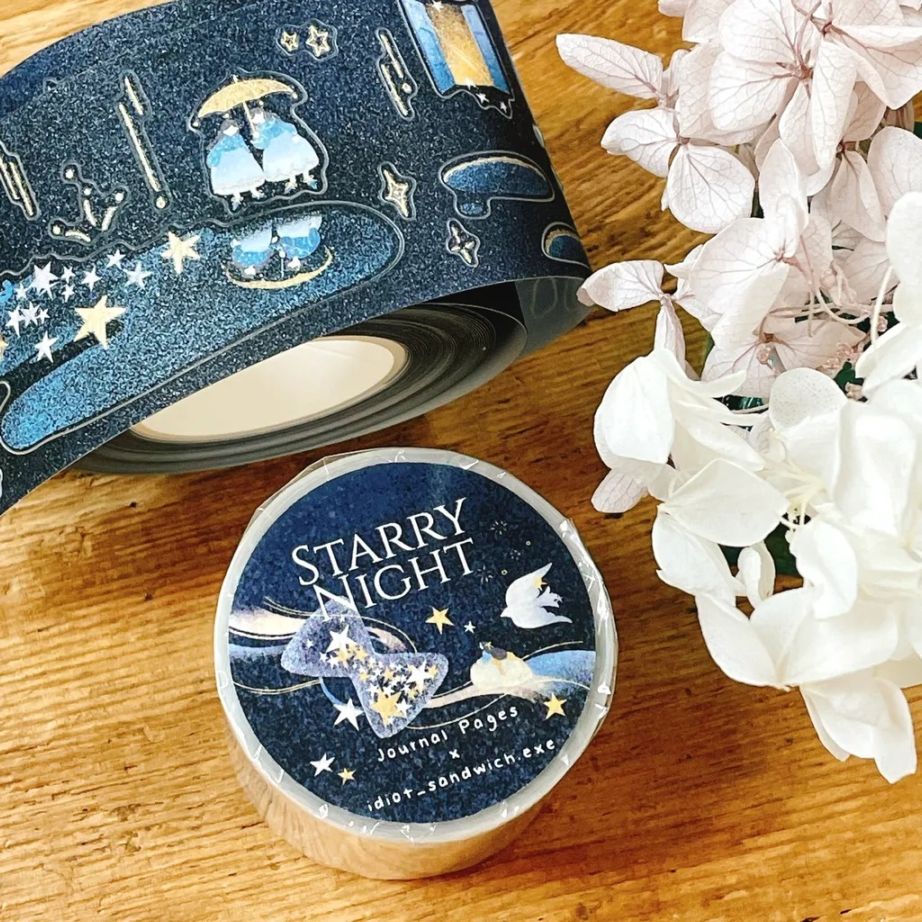 [Journal pages] Starry night 箔押しダイカットマットPET/合成紙テープ(剥離紙付き)　