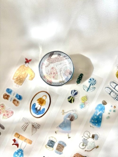 [Pion] 織物 ダイカットクリアPETテープ(剥離紙付き)